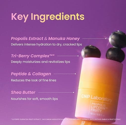 CNP Honey Lip Butter - Propolis Lipcerin™ 02 Berry, Hydrating Overnight Manuka Lip Balm & Mask, 12hr Long-Lasting Moisture, Stocking Stuffers, Gifts for Women, 0.5 fl.oz. thumbnail 4