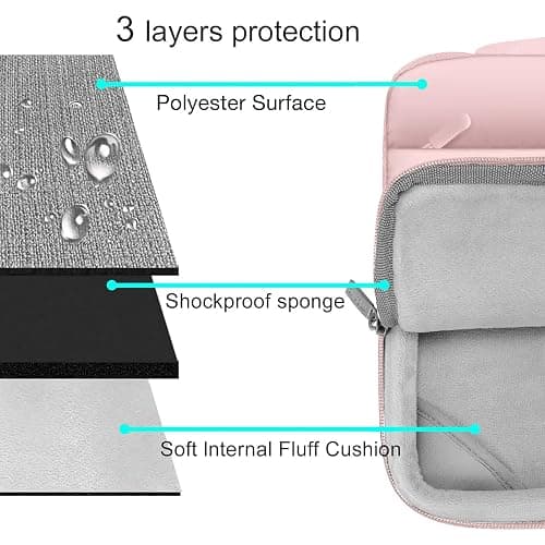 MOSISO Compatible with MacBook Pro 14 inch Case 2025-2021 M5 M4 M3 M2 M1 A3434 A3112 A3185 A3401 A2918 A2992 A2779 A2442, Hard Shell&Puffy Sleeve Bag&Keyboard Cover&Webcam Cover&Screen Film, Pink thumbnail 5