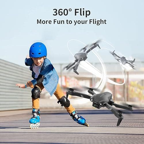 DRONEEYE 4DV13 Drone with 1080P HD FPV Camera for Kids Adults,Remote Control Helicopter Quadcopter for Beginners boy Toys Gift,Waypoint Functions,Altitude Hold, Gesture Selfie,3D Flips,2 Batteries,Black thumbnail 5