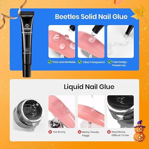 Beetles Sculpting Gel 3D Gel Nail Art Design - 3 in 1 Clear No Wipe Nail Polish Rhinestone Nail Art Glue for Nail Gems Diamond Jewelry Manicure thumbnail 5
