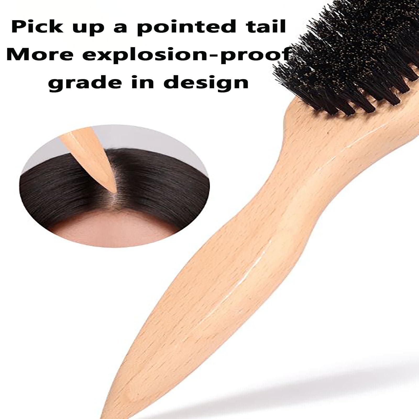 Slick Back Hair Brush,Wild Boar Bristle Smoothing Brush for Hair & Beard, Styling Comb for Salon, Home Use, Hair Oil Distribution thumbnail 5