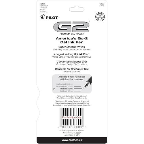 Pilot G2 Pens, Premium Refillable and Retractable Rolling Ball Gel Pens, Fine Point, 0.7mm, Black Ink, 5-Pack thumbnail 3