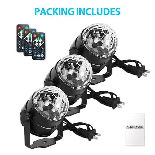 NEQUARE Disco Ball DJ Party Lights Sound Activated with Remote Control Strobe Lamp 7 Modes Stage Light for Home Room Dance Parties Karaoke Halloween Christmas Birthday Decorations[3-Pack] thumbnail 4