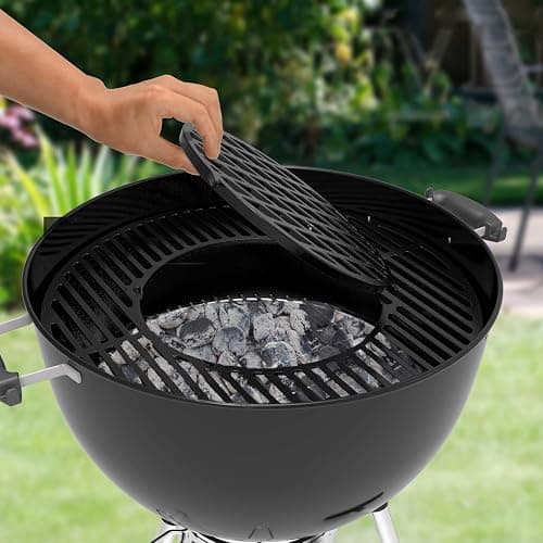 onlyfire 2-in-1 Cast Iron Grill Grate Replacement Weber Gourmet BBQ System | For Weber 22inch Kettle Charcoal Grills thumbnail 2