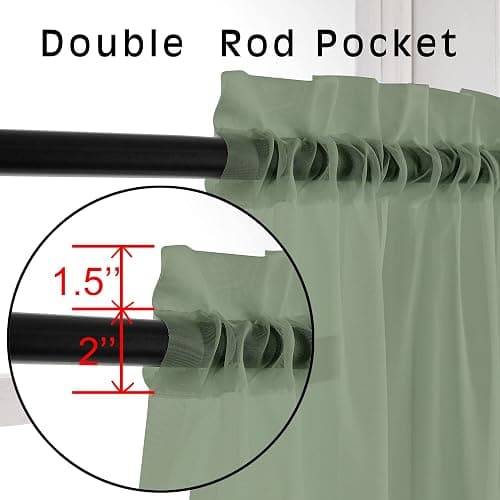OVZME Bedroom Curtains 2 Panel Sets 84" Inch Length - Transparent Light Weight Soft Window Treatment Panels for Study Room/Living Room/Guest Room, Sage Green, Per Panel W42 X L84 inches thumbnail 2