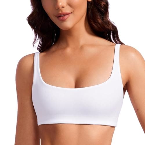 CRZ YOGA Butterluxe Square Neck Sports Bras for Women - Spaghetti Strap Yoga Wireless Low Coverage Padded Cami Crop Top - Image 1