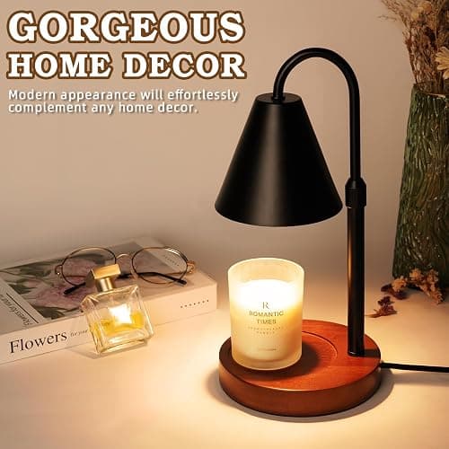 Funistree Candle Warmer Lamp with Timer Dimmable, Christmas Birthday Gifts for Women Mom, Vintage Candle Lamp, Black Candle Warmer for Jar Scented Candles, Home Decor, Wax Melt Warmer with 2 Bulbs thumbnail 2