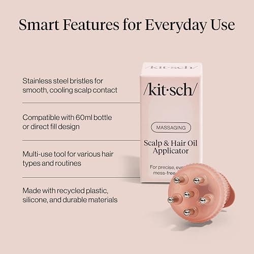 Kitsch Scalp & Hair Oil Applicator – Stainless Steel Bristles Scalp Oil Applicator for Even Distribution, Mess-Free Oiling & Head Massager Scalp – Precision Hair Care Tool for Roots & All Hair Types thumbnail 4