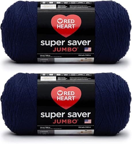 Red Heart Super Saver Jumbo Soft Navy Yarn - 2 Pack of 396g/14oz - Acrylic - 4 Medium (Worsted) - 744 Yards - Knitting/Crochet - Image 1