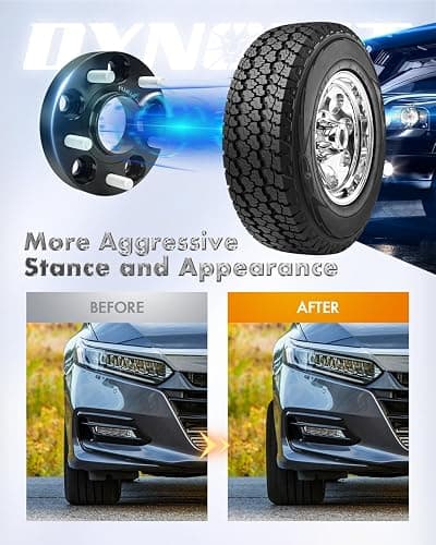 dynofit 5x4.5 Hubcentric Wheel Spacers 1" for Hon-da Accord Civic Acura CR-V HR-V Element Crosstour | Set of 4pcs 25mm Wheel Adapter for TL TLX CSX ILX TSX CL 64.1mm Bore M12x1.5 Studs thumbnail 8