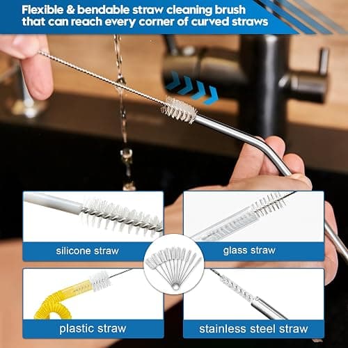 Bottle Brush Cleaner Set for Bottles, Cups and Straws Cleaning, 14 Pack | Long Handle Bottle Brushes | Sponge Brush | 3-in-1 Lid Cup Cleaning Brush | Straw Brushes in Assorted Diameters thumbnail 7