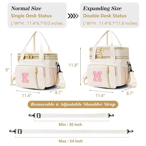 Personalized Initial Lunch Box for Women, Insulated Lunch Bag 16L Leakproof Cooler Lunchbox, Valentine’s Day Adult Lunch Bag with Strap Gifts for Women, Wife, Mom & Friends for Work, Picnic, Travel G thumbnail 2