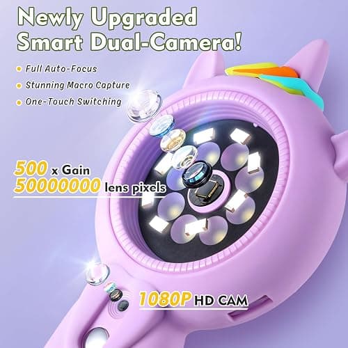 Kids Microscope- 500x Magnification,16X Zoom,Handheld Microscope for Kids with HD Cam,Portable Science Learning Tool,Christmas Birthday Gifts for Boys Girls Aged 3-12 (Purple) thumbnail 6