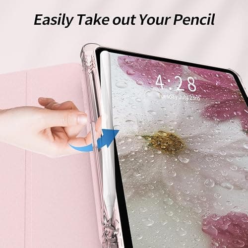 Kenke New iPad Pro 11 Inch Case 4th/3rd/2nd/1st Generation 2022/2021/2020/2018 with Built-in Left Side Pencil Holder, Hard Frosted Back Cover & Colored Edge (Pink) thumbnail 8