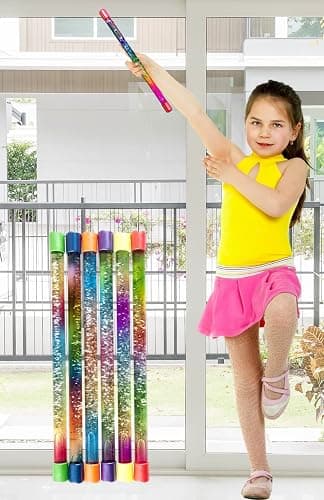 JA-RU Glitter Baton Wand (2 Units) Magic Fairy Rainbow Colors Wands Toys for Girls and Kids Princess Decorations Party Favors Twirling Cheerleader Dance Baton. Plus 1 Sticker 2002-2s thumbnail 2
