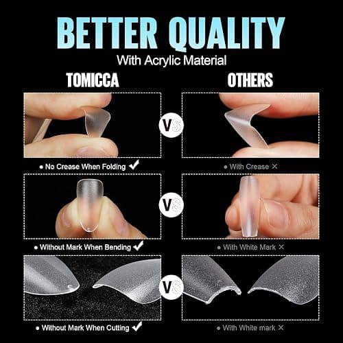 TOMICCA Short Almond Matte Nail Tips & Nail Glue Kit, 150 pcs Full Coverage Soft Gel Nail Tips, No File, 8ml Nail Glue Soak off UV Lamp, Nail Tip Glue Set for Quick Nail Salon thumbnail 8