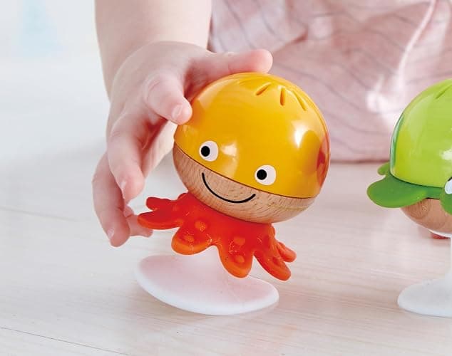 Rattle Set, Hape “Stay-Put” 3 Sea Creatures with Individual Sounds, Teether Details and Suction Pads. 0+ Months thumbnail 5