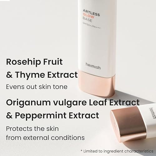 HEIMISH Artless Glow Base 1.35fl.oz/40ml, Multipurpose Makeup Base, Primer, Highlighter, Tone Up Sunscreen for face, Lightweight, Non-greasy, Hydrating, Natural Finish with SPF 50+ PA++++ thumbnail 6