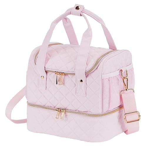 VOFIpremiAm Nail Polish Organizer Case Fits Nail Lamp and 30 Bottles,Nail Organizers and Storage for Nail Tech Travel,Pretty Nail Polish Storage Bag Fits Nail Kit & Manicure Tools (Patented) - Pale Pink - 30 Bottles - Image 1