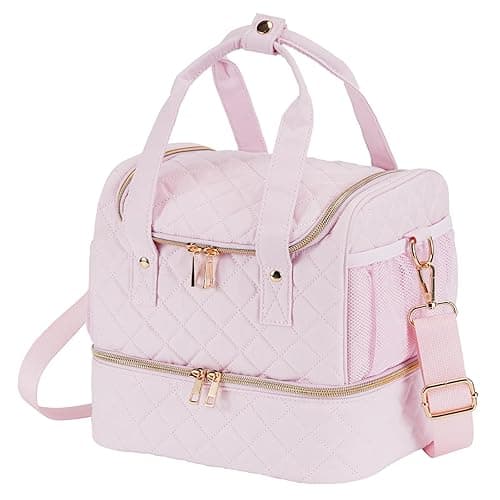 VOFIpremiAm Nail Polish Organizer Case Fits Nail Lamp and 30 Bottles,Nail Organizers and Storage for Nail Tech for Travel,Pretty Nail Polish Storage Bag Fits Nail Kit & Manicure Tools (Patented) - Pale Pink - 30 Bottles