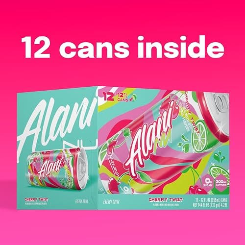 Alani Nu CHERRY TWIST Sugar Free, Low Calorie Energy Drinks, 200mg Caffeine, Biotin B Vitamins, Zero Sugar, 10 Calories, 12 Fl Oz Cans, 12 Pack - Cherry Twist - 12 Fl Oz (Pack of 12) thumbnail 6