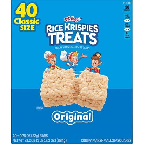 Rice Krispies Treats Crispy Marshmallow Squares, Kids Snacks, Snack Bars, Original, 31.2oz Box (40 Bars) thumbnail 9