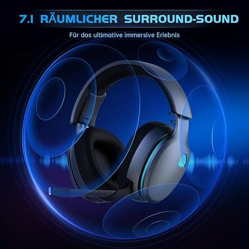 Gvyugke Wireless Gaming Headphones, 7.1 Surround Sound, 2.4GHz Gaming Headset for PS5, PC, Mac, Bluetooth Headphones with Detachable Noise Canceling Mic, 3.5mm Wired Mode for Xbox Series - Gray - Gray thumbnail 2