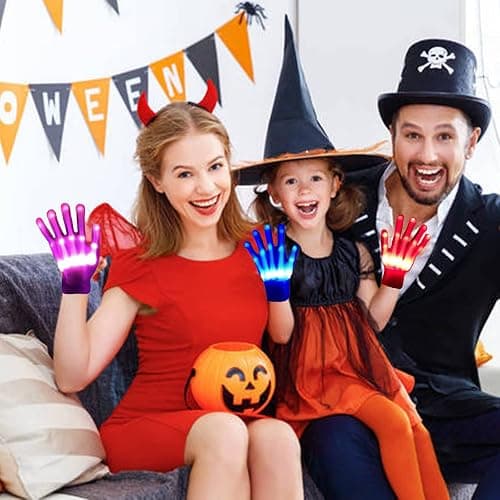 COLEDRE Kids Toys 12 Colors LED Gloves Cool Toys Gifts for Age 5-7 8-12 Years Old Boys Girls Stocking Stuffers Kids Teens Christmas Halloween Costumes Light Up Gloves Birthday Parties Gifts (1 Pair M) thumbnail 4