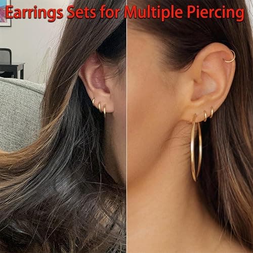 Small Gold Hoop Earrings Lightweight: Hinged Huggie Hoop Earrings for Lobe Cartilage Helix Tiny Hoops Earrings in Silver Black for Women Men thumbnail 7