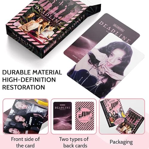 DEFGNOP Kpop Blackpink Merch, Blackpink Photocards, 60 Stück Lomo Karten 32 Stück Aufkleber, JUMP Album Photocards Set, Geburtstagsgeschenk für Fans Jugendliche (A) thumbnail 3