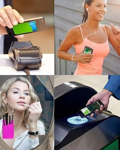 BIAJIYA 5 Pcs Card Holder for Back of Phone Case, ID/Credit Card Pocket Wallet Phone Card Holder, Phone Wallet Stick on Cellphone for iPhone Samsung Galaxy thumbnail 9