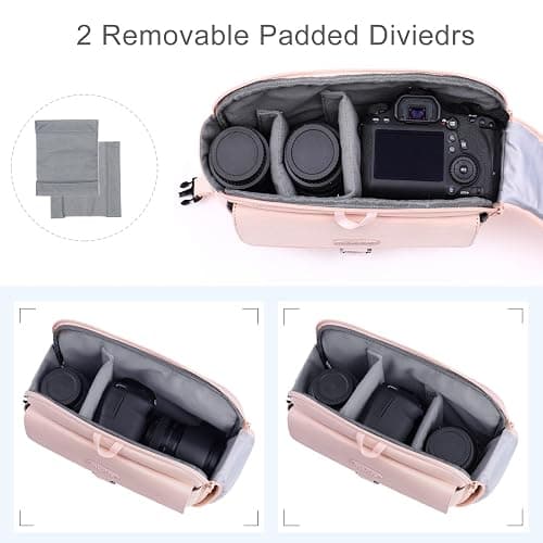 MOSISO Camera Shoulder Bag Case Crossbody Sling Purse, DSLR/SLR/Mirrorless Compact Padded Photography Handbag with Rain Cover Compatible with Canon/Nikon/Sony Cameras and Lenses, Pink thumbnail 2