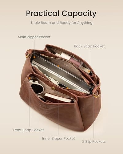 LOVEVOOK Hobo Bag for Women with Three Large Compartments Waterproof Shoulder Handbags Purse for Work Shopping Travel thumbnail 4