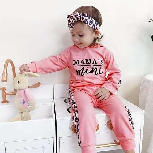 Yvowming Newborn Baby Girl Clothes Outfits Infant Hoodie Sweatshirt Pants Headband Toddler Girl Clothing Set thumbnail 2