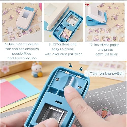 1X0.8inch Rectangular Postage Stamp Puncher,Rectangle Lever Action Stamp Punch,Stamp Punch for Paper Crafting Scrapbooking, DIY Card Making Arts Crafts Supplies thumbnail 6