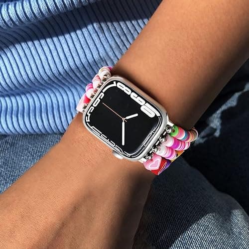 JR.DM Beaded Bracelet Compatible with Apple Watch 40mm 38mm 41mm 42mm Women Kids Girls Cute Fashion Preppy Stack Handmade Elastic Watch Strap for iWatch Series 11/10/9/8/7/SE/6/5/4/3/2/1 (Colorful) thumbnail 6