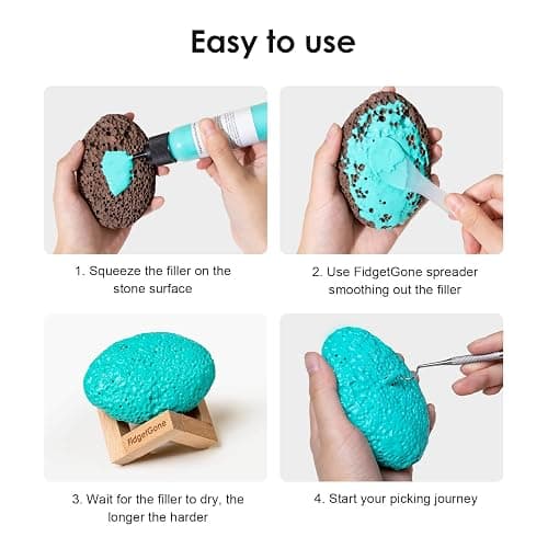 Pick Stone for Anxiety Relief, Pick Peel Calming Stone, Reduce Stress Fidget Picky Stone kit with Display Stand for Dermatillomania, ADHD, OCD thumbnail 6