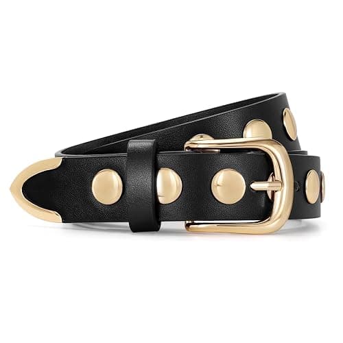JASGOOD Women Fashion Leather Belt Punk Studded Belt for Jeans Pants Dresses thumbnail 9