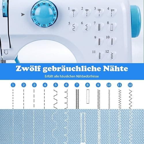 Nähmaschine Anfänger Nähmaschine für Dicke Stoffe Mit Zubehör und Nähtisch Overlock Mini Kleine Elektrisch Nähmaschine Erwachsene und Kider 12 Eingebaute Stiche mit Spulen mit 42 Stück Näh thumbnail 3