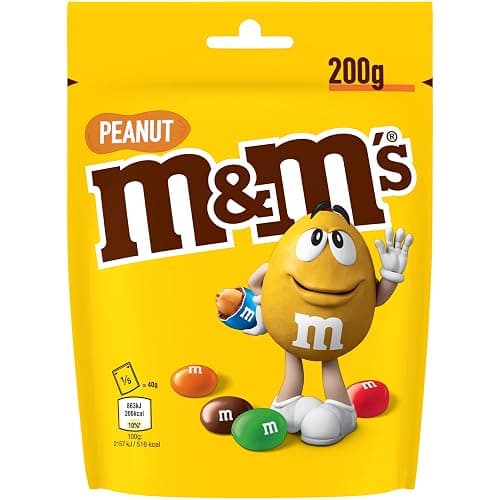 M&M'S Peanut Bonbons Chocolat au Lait et Cacahuètes Sachet 200g | Bonbons chocolat M&M'S au lait avec cacahuètes croquantes en format pratique à partager pour vos pauses gourmandes - Image 1