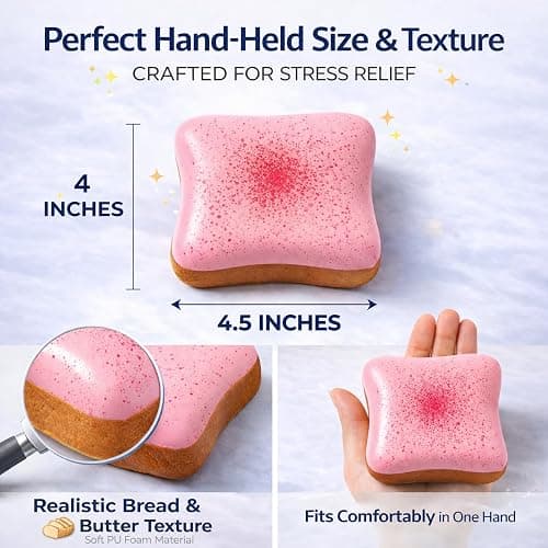 Bread Butter Squishy Food, Slow Rising Soft Squeeze Stress Relief for Desk & Office Use (Bread Pink) thumbnail 3
