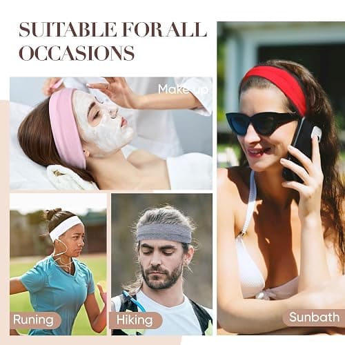 Arohecx 9 Pack Headbands for Women Non Slip - Fabric Elastic Hair Bands for Women's Hair, Soft Cotton Cloth Stretchy Sport Headbands, Sweat Absorption Athletic Hairbands for Workout Yoga Running - A thumbnail 6