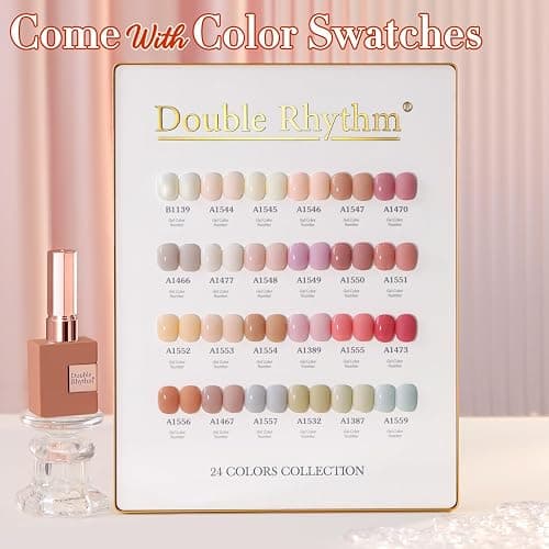 Double Rhythm 28Pcs 0.5Oz Gel Nail Polish Set Same Color Same Bottle Gel Polish Kit Nail Art Manicure Salon DIY at Home for Women (Nude Pink Collection-T24-3) thumbnail 9