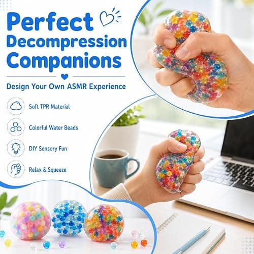 FOOGWEE Empty Stress Ball Skins Refill Kit, 15 Pcs 6cm Empty Squishy Ball Skins with Expander Tool, Air Removal Syringe and 20 Zip Ties, Clear, Milky White and Textured Skins thumbnail 5