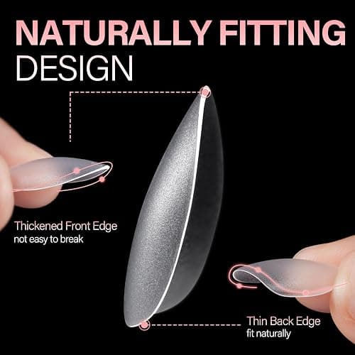 AILLSA Short Almond Nail Tips 450PCS Acrylic Gel Double-sided Matte Clear Pre-Buff Gel Nail Tips No Need Base Coat Press on Nails Tips for Extension 15 Sizes thumbnail 4