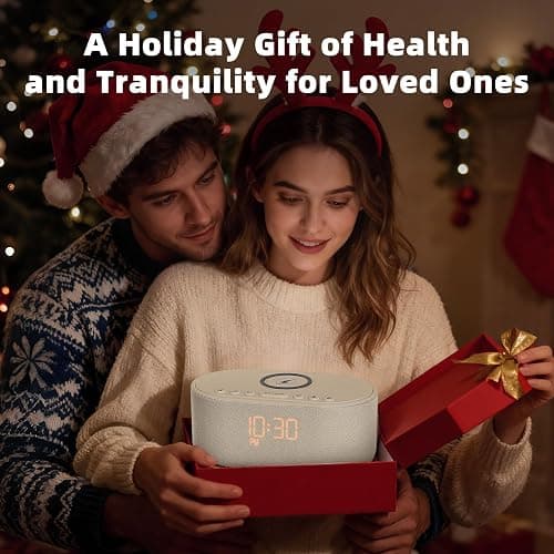 Sound Machine Alarm Clock for Bedrooms: Bluetooth 10W Stereo Sound Speaker with Wireless Charging - White Noise Machine for Sleeping with 21 Soothing Sounds - Putty thumbnail 3