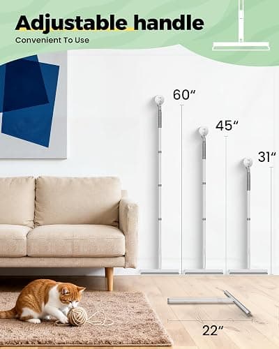 Carpet Rake for Pet Hair Removal Tool - 4 in 1 Pet Hair Remover Kit for Dog Cat Fur Remover, Contain 60" Adjustable Rubber Broom, Glove, Magic Brush and Scraper for Furniture,Short Pile Carpets, Mats thumbnail 3