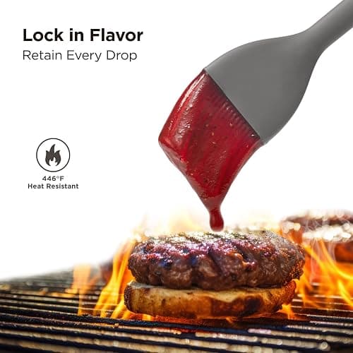 Kitchen Mama WaltzGrip Platinum Silicone Basting Pastry Brush: Set of 2 Heat-Resistant Brushes for Cooking, Baking, Grilling, and Spreading Oil or Butter - Dishwasher-Safe (Metal Gray) thumbnail 4