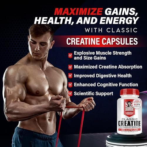 Old School Labs 5000mg Creatine Monohydrate Capsules With BioFit™ (Max Strength) Supports Muscle Growth & Recovery, Performance, Cognitive Health - Creatine Pills for Men & Women, Made in USA 180 Caps thumbnail 4