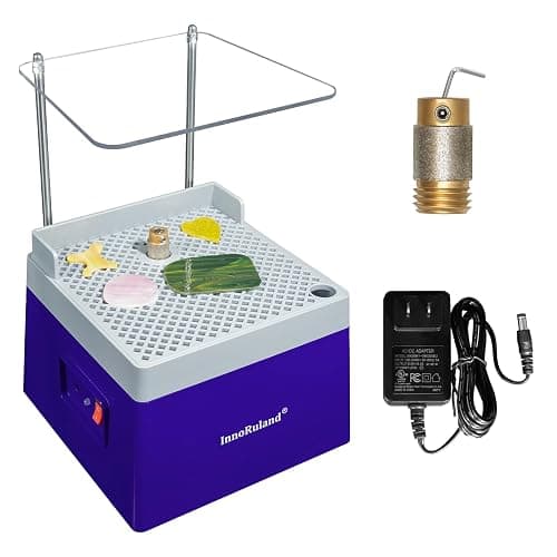 Stained Glass Grinder Mini DIY Grinding Tool, 9V 3.5A Portable Glass Grinder Kit with 5/8" Diamond Grinder Bit for Glass Processing Arts Etc. (Blue) - Image 1